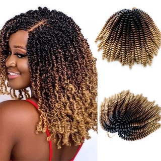 Synthetic Spring Twist Crochet Hair 8 Inch Curly African Style Crochet Braids Passion Twist Hair Extensions
