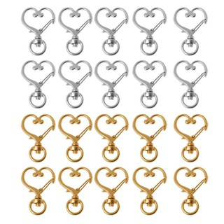 STB 10Pcs Metal Swivel Lobster Clasp Snap Hook Heart Shape Keychain Jewelry Findings (6)