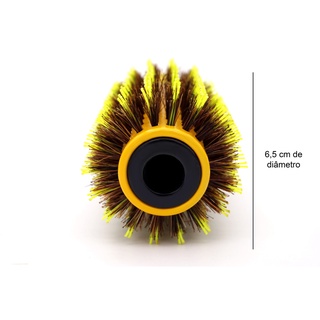Kit com 3 Peças de Escova Profissional Para Cabelo Cerâmica Cerdas Naturais de Javali - Amarelo (2)