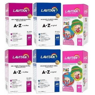 Suplemento Vitamínico Kit 2 Lavitan A-z Homem + 2 A-z Mulher + 2 Infantil Tutti-frutti - 60 Comprimentos Mastigáveis