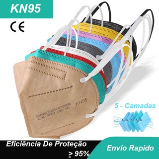 Kit 10 Máscaras Kn95 Respiratória Proteção 5 Camadas Proteção Pff2