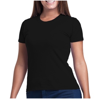 Camiseta Feminina Baby Look Básica Lisa P/ O Dia A Dia Preta