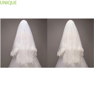 UNIQUE Lace Appliques Handmade 1.5M Two Layer Shiny White Beige Wedding Veil Bridal Veil/Multicolor