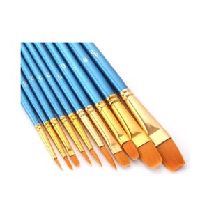 Pincel Para Pintura Aquarela Óleo Acrílico Kit Com 10 Peças - Pronta Entrega - Melhor Preço - Azul (3)