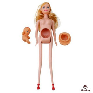 Boneca de Família Feliz / Boneca de Mãe Grávida com Bebê na Barriga / Brinquedo Estilo Barbie (7)