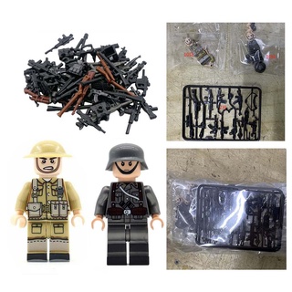 Wwii Alemão V Soldados Britâ Nicos + Armas Mini Figuras Ww2 Conjunto Militar Fit Lego (6)
