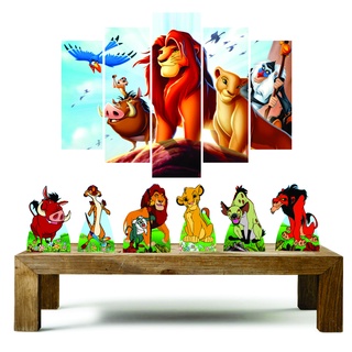 Rei Leão kit com 1 quadros mosaico + 6 totens de mesa em mdf decoração para festa