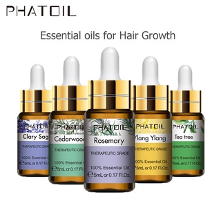 PHATOIL 5ML Natural Rosemary Ylang Ylang Cedarwood Essential Oil for Hair Growth