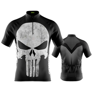 Camisa ciclismo Masculina Manga Curta Pro Tour Justiceiro dry fit protecao solar UV + 50