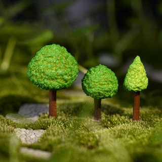 3 Pçs / Set Mini Simulação Verde Árvore Ornamentos Jardim De Fadas Bonsai Diy Decorações