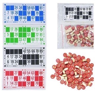 jogo de bingo família 48 cartelas 90 pedras em madeiras