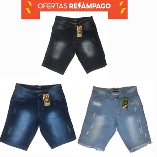 Kit com 3 Bermudas Jeans masculina Alta Qualidade Original Varias Cores