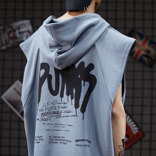 Camiseta Colete Masculina Com Capuz Estilo Punk Rock/Rua/Hip Hop