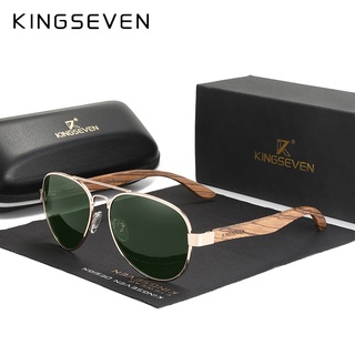 KINGSEVEN 2021 Nova Handmade Óculos De Sol De Madeira Polarizados Dos Homens UV400 Espelho De Proteção Eyewear Oculos Tempess Z5518