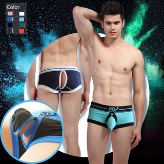 Sexy Homens Cuecas De Algodão Underwear Masculino Destacável Bolsa De Volta Aberto Boxer Briefs Shorts