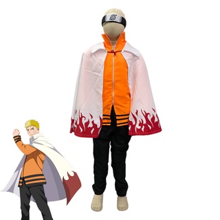 Fantasia Uzumaki Naruto Hokage Cosplay Infantil e Juvenil Com Capa E Bandana Roupa do Naruto
