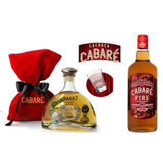 Cachacas Cabare Extra Premium 15 anos + Cabare Fire + Copo