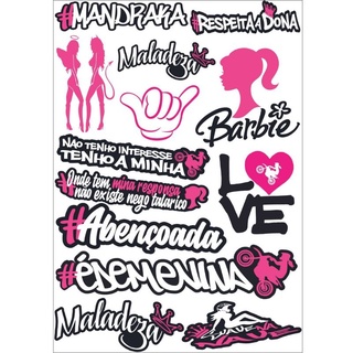 Cartela de Adesivos BARBIE MALANDREZA para Moto, Bike, Carro, Capacete Stickers Girl Girls