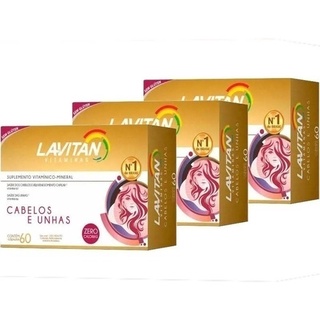 Kit 3x Lavitan Hair C/60 Cáps Vitamina Força Cabelos E Unhas