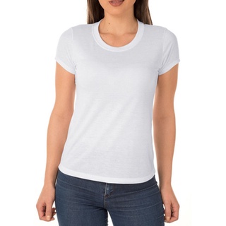 Kit 2 Camisetas Brancas Feminina Camisas Malha 100% Algodão Oferta (1)