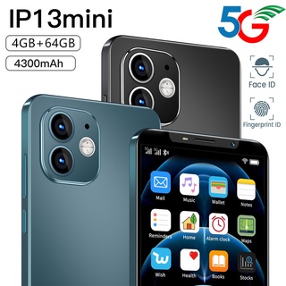 Versão Global Ip13 Mini 5g Smartphone 4.72 Polegada Hd Tela 4 Gb De Ram + 64 Gb Rom Dual Sim Cartão Rosto Wake / Fingerprint Desbloquear Android 10 Telefone Móvel