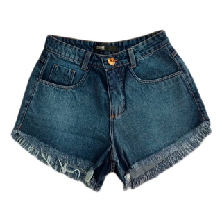 Bermuda Short Jeans Destroyed Feminino Cintura Alta Cós Alto (Plus Size)