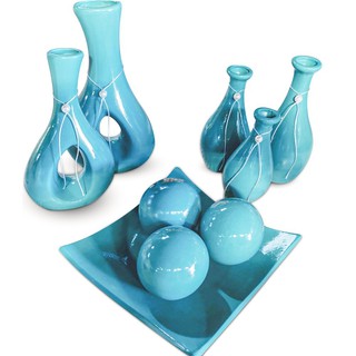 Kit Vasos De Cerâmica - Centro De Mesa - Enfeites Para Sala Casa Quarto - 9 Peças (7)