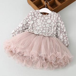WFRV Baby Girls Long Sleeve Dresses for Girls Party Princess Dress Child Wedding Gown