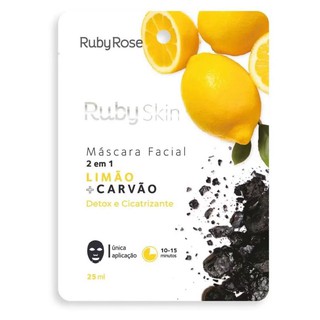 Máscara Facial De Tecido Limão E Carvão Skin Care Ruby Rose HB707