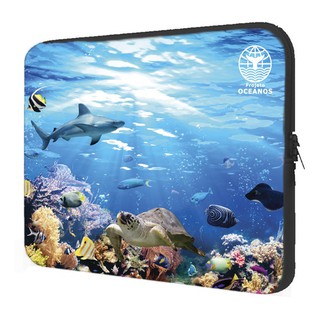 Capa Case Pasta Maleta Notebook 15, 13, 11 Neoprene Personalizada Fundo do Mar Coleção Projeto Oceanos Dive Mergulhador