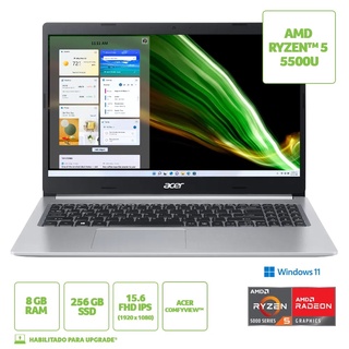 Notebook Acer Aspire 5 AMD Ryzen 5 Windows 11 Home 8GB 256GB SSD Full HD 15,6' (1)