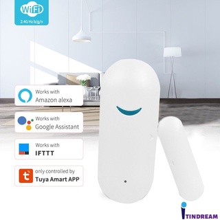 Tuya Wifi Sensor De Porta Smart Wifi Aberta / Fechado Detector Wifi Para Casa / Alarme Compatível Com Alexa tindream