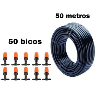 50 Metros De Micro Tubo + 50 Bicos Laranja Em Tee