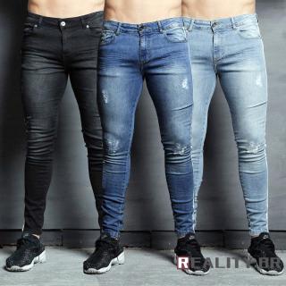 Calça Jeans Super Skinny Rasgada/Calça Denim Slim Fit Masculina