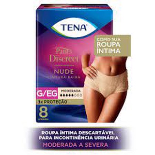 Roupas Intima Fraldas Geriátrica Descartável Tena Pants Discreet Nude Tamanho G/EG com 8 Unidades