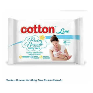 Toalhas Umedecidas Recém Nascido - Cotton Line - 48 UNIDADES