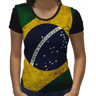 Camisa Camiseta Baby Look Bandeira do Brasil Pátria Brasileira