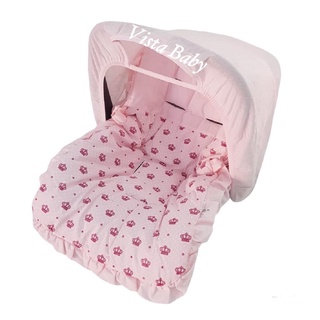 Capa para Bebê Conforto + Capota/Protetor de Sol - Coroas Rosa Menina