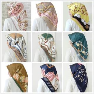 ✨Estoque Pronto✨WJ1004/Hijab/Lenço Quadrado De Cetim Estampado 44 Cores/Xale De Cetim Tudung/Tudung/90x90cm