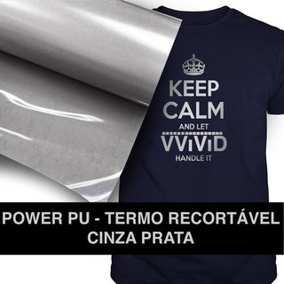 Power - Termocolante Recortável - Cinza Prata - 31 Cm 1 Mt