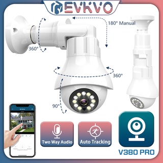 EVKVO 4MP E27 CCTV Lâmpada Sem Fio V380 Waterpoof Humanoid Auto Tracking 360 WIFI PTZ Ao Ar Livre Câmera IP Visão Colorida Noite De Segurança