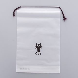3 Pcs Dos Desenhos Animados Gato Preto Bolso Com Cordão Saco Coleção Pequeno Fresco Transparente Fosco De Armazenamento De Viagem À Prova D'água Roupas (6)