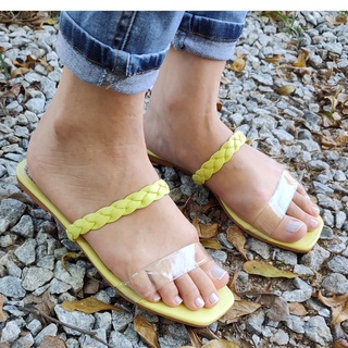 Rasteira feminina trancinha sandália casual vinil rasteirinha verão