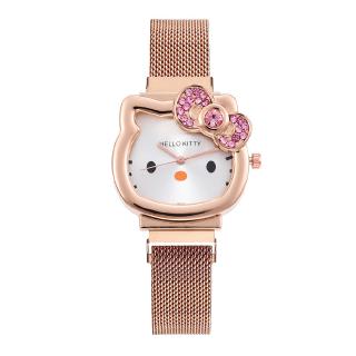 Relógio de Pulso de Aço Inoxidável com Fivela Magnética com Strass de Luxo Feminino Hello Kitty (3)