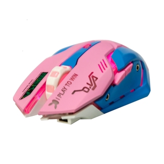 Rosa Mouse Gaming De Computador Sem Fio Recarregável Optical Mice 2400 DPI Ergonômico USB Bonito PC Gamer Escritório Mause Para Meninas Roxo (4)