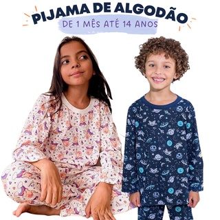 Conjunto Pijama bebe ao infantil 0 a 14 anos algodao Conjunto Manga Longa Calça 200200 Frio