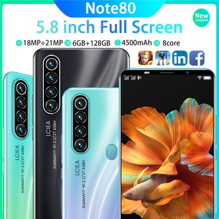 Note80 6 Gb De Ram + 128 Gb Rom Telefone Inteligente 5.8 Polegada Dual Sim Fingerprint Rosto Unlock Telefones Celulares (Memória Opcional)