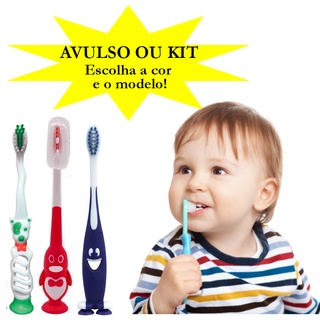 Escova de Dente Infantil com Protetor e Ventosa
