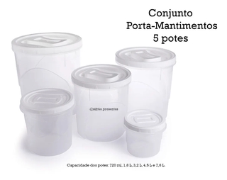 Conjunto de Potes Porta Mantimentos Transparente Rosca Com 5 tamanhos Plasútil