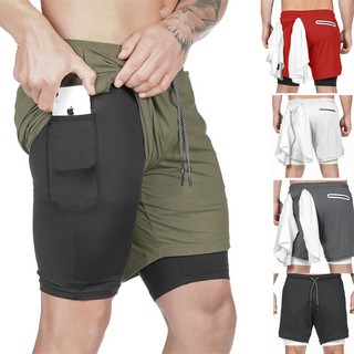 2021 Summer Running Shorts Men 2 in 1 Sports Jogging Fitness Shorts Training Quick Dry gym Pants